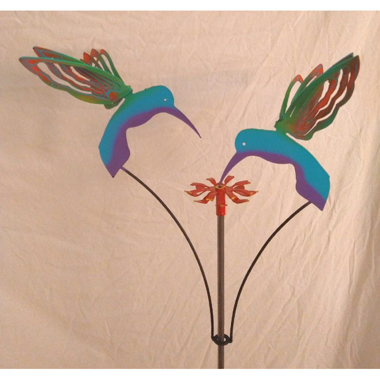 Rosalind Wheeler Sculpture 2 Painted Hummingbirds Sanner Garden